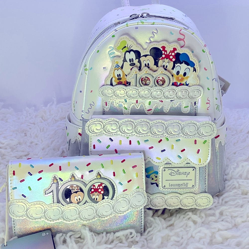 Loungefly Disney 100 Anniversary Celebration Cake Mini Backpack & Wallet